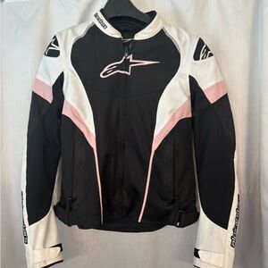 Alpinestars Women's Black and Light Pink Leather Jacket GUC MOTORCYCLE JACKET